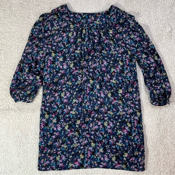 FEI Women's 100% Silk Floral Shift Dress Blue, Purple, Pinks Size 2 Old Money - Picture 1 of 10